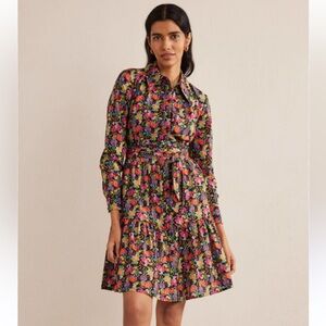 Boden tiered cotton mini shirt dress, size 12